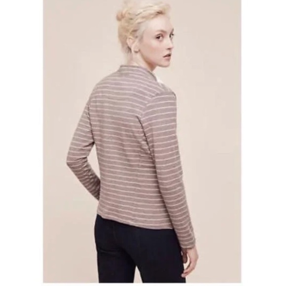 Anthropologie Taupe Cream Knit Striped Blazer Jacket Dolan Left Coast Sz M - Picture 5 of 13